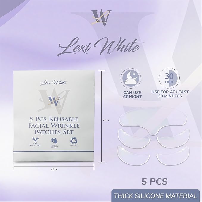 Reusable Facial Wrinkle Patches Set 5Pcs, Anti Wrinkle Patches, Face Tape for Wrinkles Overnight, Silicone Face Patches, Silicone Wrinkle Patches for Face Overnight, Silicone Patches for Wrinkles