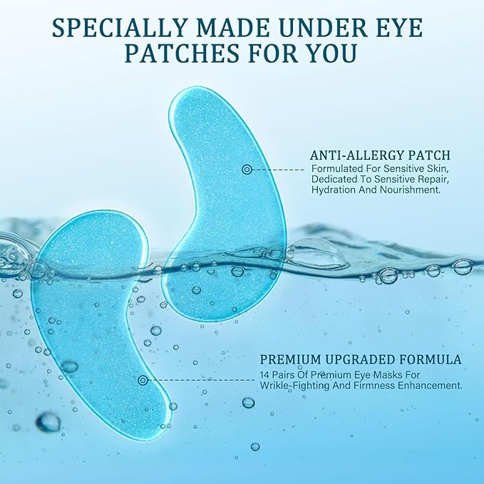 Under Eye Patches Masks - for Dark Circles, Puffiness, Wrinkles & Fine Lines 30 Pcs Moisturizing Patches with Hyaluronic Acid,White
