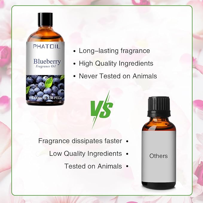 3.38FL.OZ Blueberry Fragrance Oils for Aromatherapy, Essential Oils for Diffusers for Home, Perfect for Diffuser, Yoga, Skin Care, DIY Candle and Soap Making - 100ml