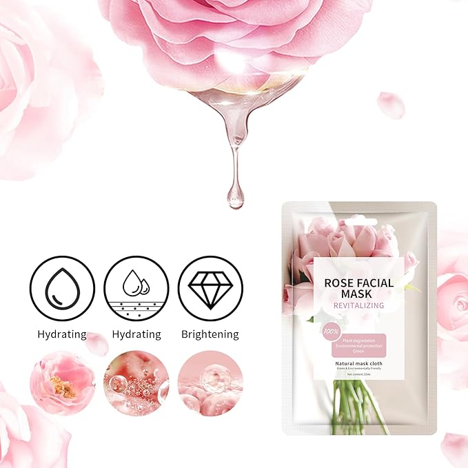 Face Mask Skin Care Anti Aging Facial Mask Sheets Mask Face Masks Beauty Rose Sheet Masks for Face Bulk Face Masks Skincare Facial Masks 10 Sheets