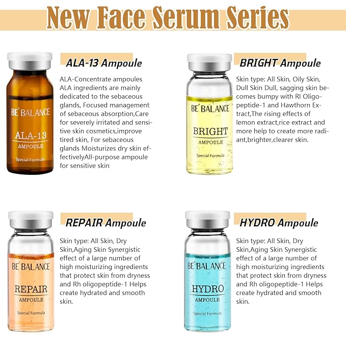 Brightening Concentrate Serum for Microneedling Serum Ampoules for Face Starter Kit for Elasticity Restoration & Reduced Fine Lines and more help to create more radiant 0.35 oz 5 Vials