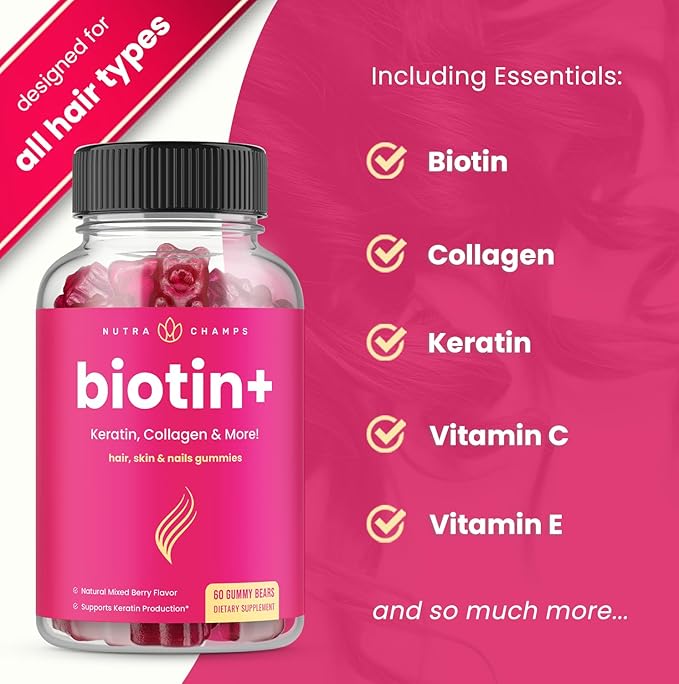 NutraChamps Biotin & Biotin+. The Complete Duo for Hair, Skin and Nails. Biotin, Collagen, Keratin & More