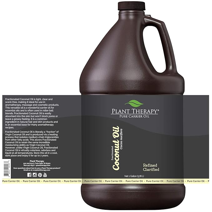 Plant Therapy Fractionated Coconut Oil for Skin, Hair, Body 100% Pure, Natural Moisturizer, Massage & Aromatherapy Liquid Carrier Oil 1 Gallon