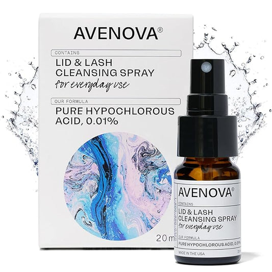 Avenova Eyelid and Eyelash Cleanser Spray - Pure Hypochlorous Acid, Gentle Everyday Lash Cleanser For Eye Irritation, 20mL (0.68oz)