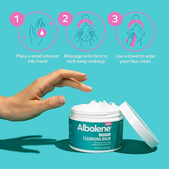 Albolene Cleansing Balm, Hydrating Makeup Remover and Face Wash with Shea Butter and Jojoba Oil, 6 fl oz, Packaging May Vary (Pack of 2)