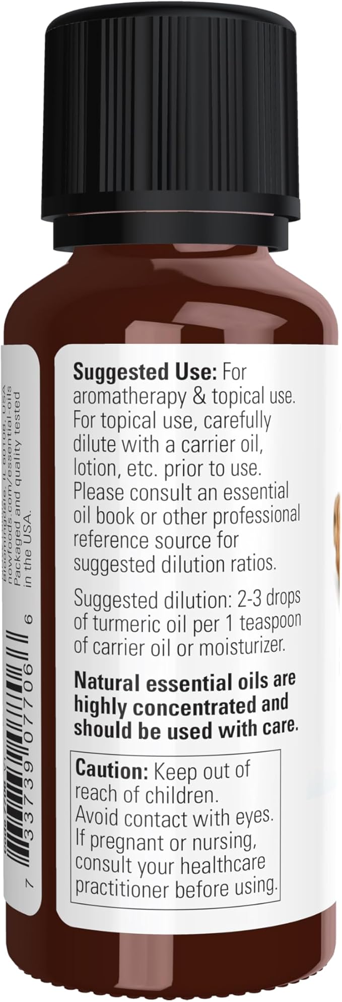 NOW Foods Essential Oils, Tumeric Essential Oil, Soothing, Uplifting, Balancing, 100% Pure, Child-Resistant Cap, 1-Ounce