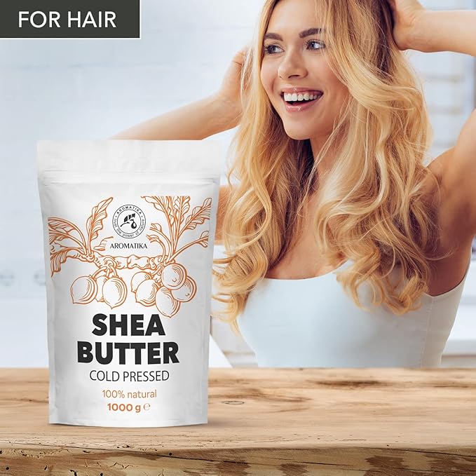 AROMATIKA Shea Butter 35 Oz - Unrefined Raw/Pieces - Africa - Ghana - 100% Pure Shea Butter Body Butter - Cosmetic Grade - for Hair Skin Lip Face Feet Body Care