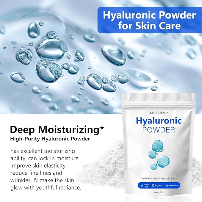 BAUTY JSEON Hyaluronic Acid Powder,Hyaluronic Acid Powder for Skin Care, Water Soluble,Anti-Aging Skincare,Moisturizing Facial for Men and Women