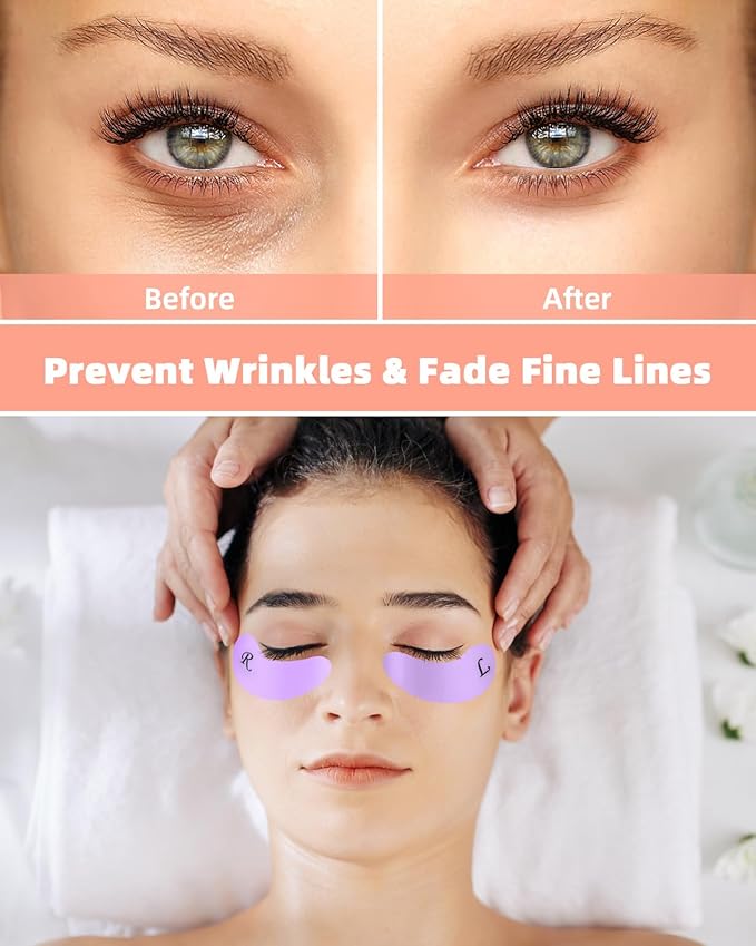 Under Eye Patches Silicone - 5 Pairs Reusable Eye Patches, Eye Wrinkle Patches, Reusable Under Eye Mask, Plump Fine Lines & Wrinkles, Cream & Purple & Pink