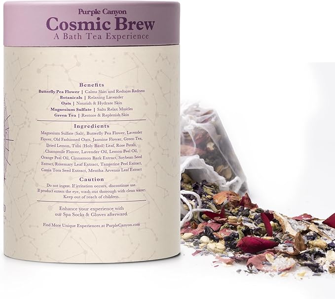 Lunar Blend Bath Tea by Purple Canyon | 3 Relaxing Bath Soaks with Lavender, Green Tea, Epsom Salt, and Essential Oils | Skin Care Gifts for Women