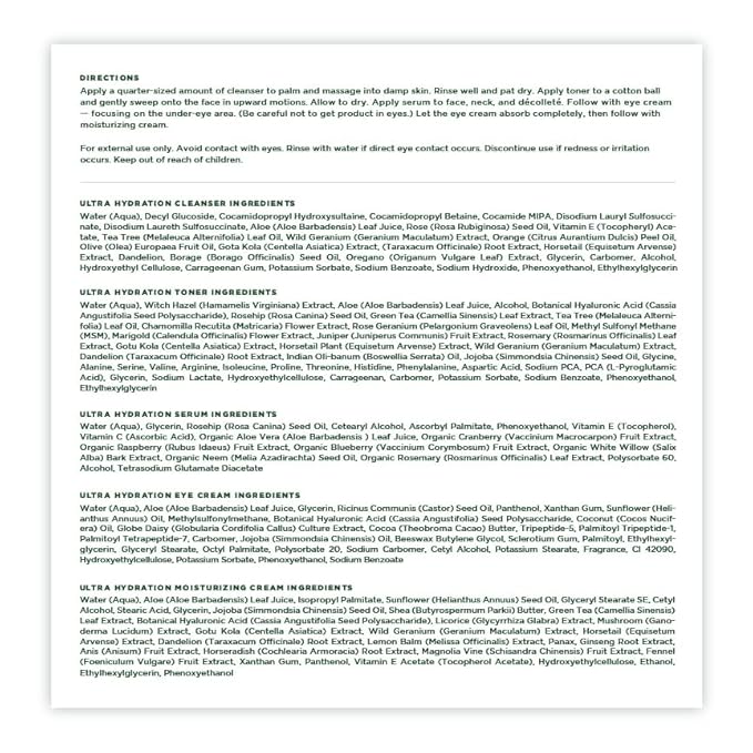 Tree of Life Beauty Hydrating Anti-Aging Moisturizing Complete Regimen, includes Face Cleanser (4 Fl Oz), Toner (4 Fl Oz), Serum (1 Fl Oz), Face and Body Cream (4 Oz) and Eye Cream (0.5 Fl Oz)