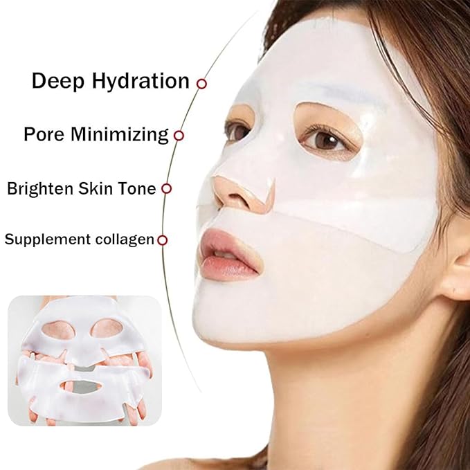 Deep Collagen Face Mask, Bio-Collagen Korean Overnight Hydrogel Mask, Anti Wrinkle Firming Lifting Korean Collagen Films for Improve Skin Elasticity,Firming And Moisturizing 5 Pack