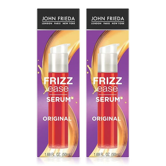John Frieda Frizz Ease Original Hair Serum, Protecting Against Frizz, Heat, and Humidity While Adding Shine, Hydratesand Smooths Hair with Argan, Coconut, and Moringa Oil, 1.69 Oz, Pack of 2