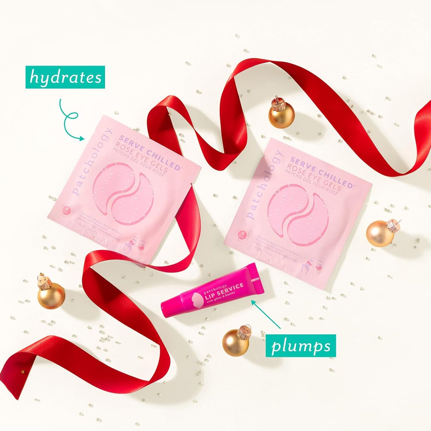 Patchology Under the Mistletoe Holiday Gift Set – Stocking Stuffer with Lip Plumping Gloss & Hydrating Under-Eye Patches for Glowing Skin & Kissable Lips (Limited Edition)