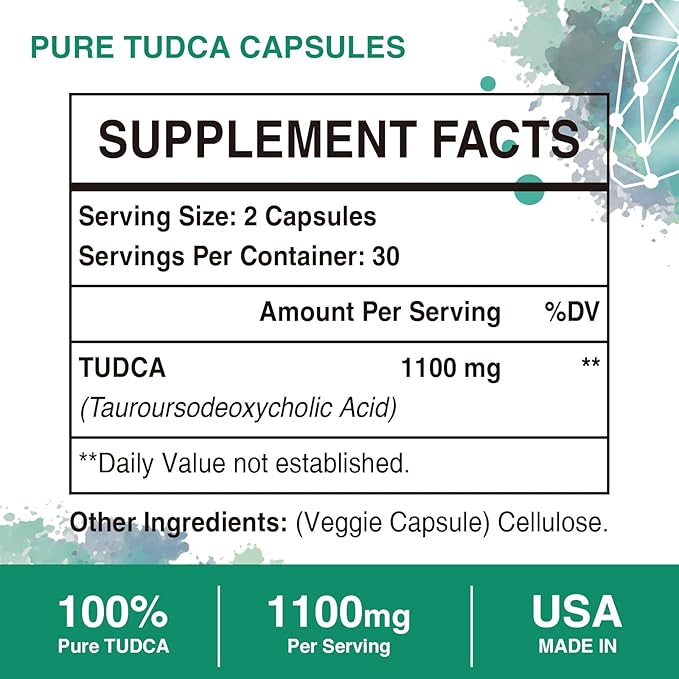 TUDCA Supplements 1100mg and Liposomal Hyaluronic Acid Supplements 1000mg, High Bioavailability Supplement (Pack of 2)