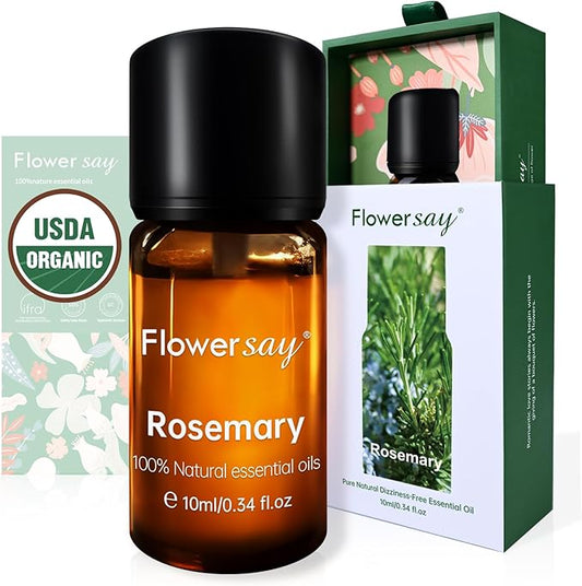Rosemary Essential Oil for Hair Growth – 100% Pure Organic, Therapeutic Grade, Undiluted, USDA Certified, 10ml for Diffuser, Skin, Nails, Scalp Massage