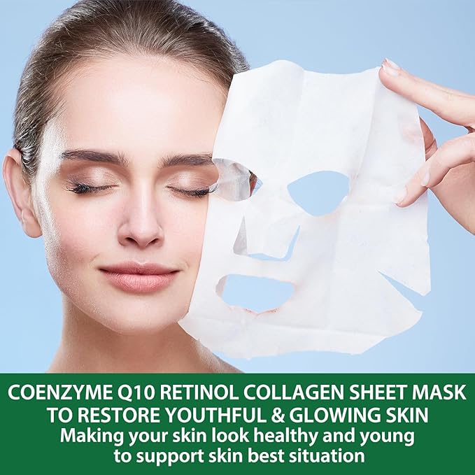 Deep Collagen Face Mask 10 Pack, Overnight Collagen Anti Wrinkle Lifting Mask, Hydrating Mask and Pore Minimizer for Face - Korean Skin Care (Collagen Face Mask)