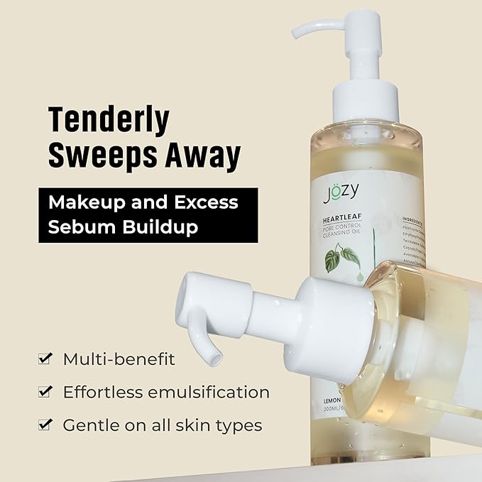 Jozy Pore Cleansing Oil – Lightweight Makeup & Blackhead Remover | Rose Fragrance, Hydrating | Gentle Botanical Cleanser for Sensitive Skin | Asian skincare | C-Beauty’s Answer to Glass Skin (200 ml)