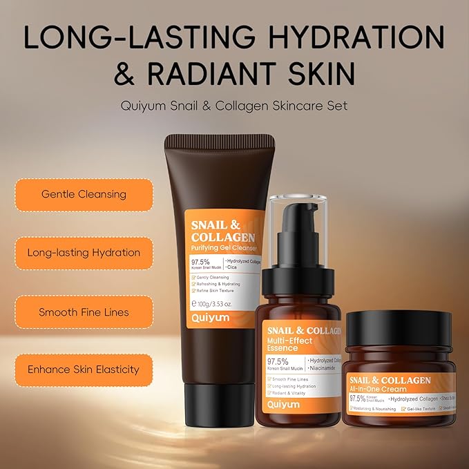 Korean Skin Care Set, Snail Mucin 97.5% Repair Cream, Collagen Facial Facial Moisturizer, Mother Day Gifts, Hydrating Repair Face Cream, Anti-Aging, Korean Skincare for Women