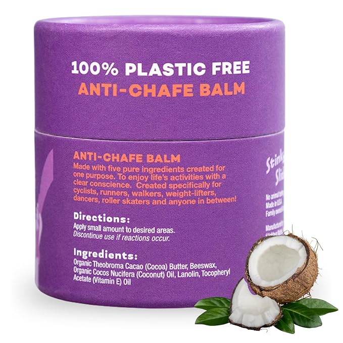 Stinkbug Naturals Organic Plastic Free Anti-Chafe Balm Tub, 100% Natural Ingredients, Aluminum Free Packaging, 2.5 Ounce Pack of 3