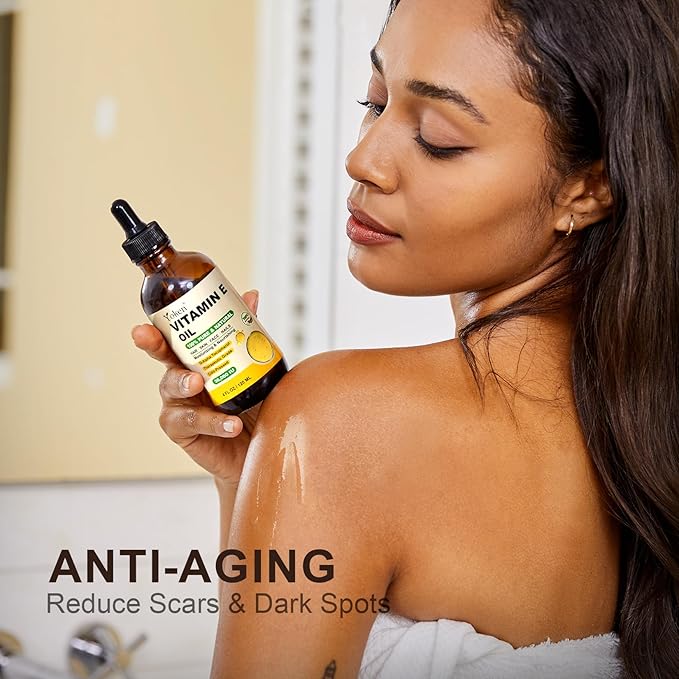 Vitamin E Oil 4 Fl Oz Organic Vitamin E oil for Skin 30,000 IU Vitamine oils for Scars Hair, Face, Nail, Scalp Perfect Bath and Body Oil, Cold Pressed Hexane Free Non-GMO Gluten Free Formula