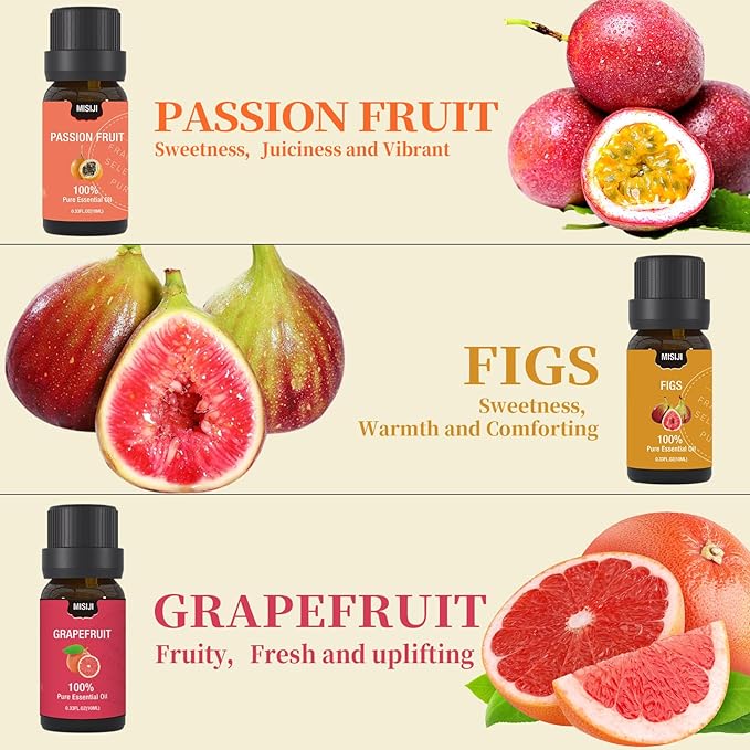 Essential Oils Set,Fruity-Essential Oils for Diffuser for Home, Diffuser Oils Scents for Aromatherapy,Candle&Soap Making,Humidifiers 6 X 10ML