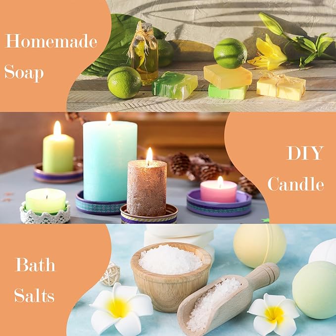 SALUBRITO Fresh Fruit Fragrance Oils Set, Essential Oils for Diffuser, Candle, Soap Making - Strawberry, Sweet Orange, Pineapple, Coconut, Bergamot, Grapefruit, 6X10ml