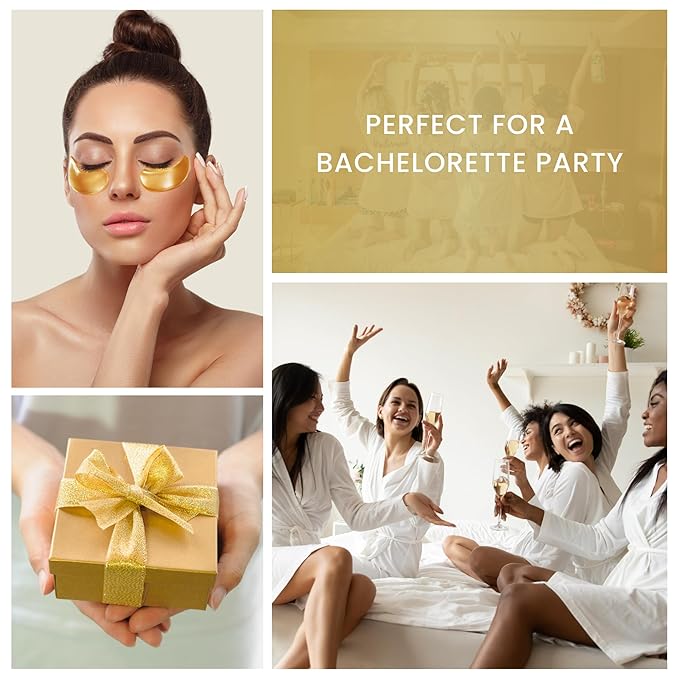 24K Gold Under Eye Patches (22 Pairs) – Collagen Masks for Dark Circles, Puffiness & Wrinkles – Skincare Treatment for Women