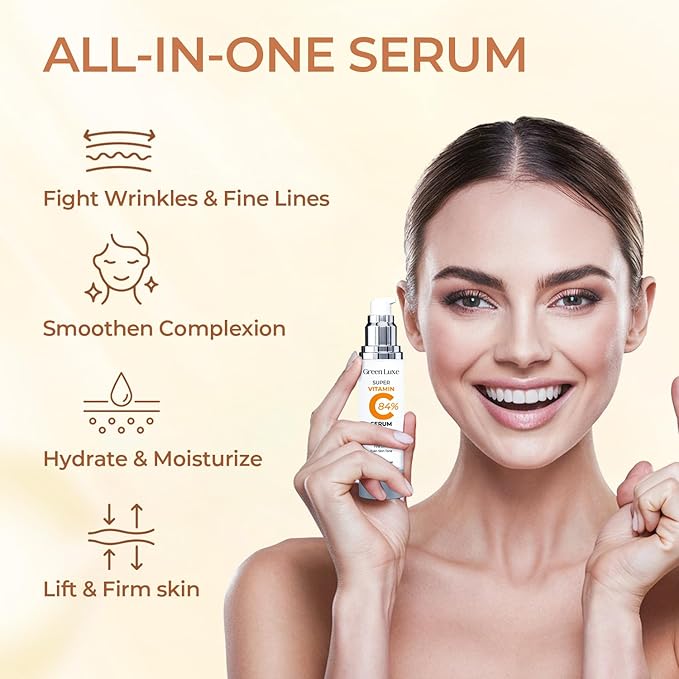 Super Vitamin C Serum for Women Over 70 - Hydrating Anti-Aging with Vitamin C Caffeine - Facial Skin Care for Mature Skin, Firming, Lifting, Smoothing, All in One Formula 1.69 fl oz