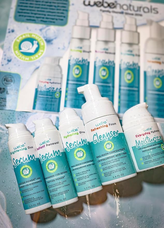 WEBE Snail Mucin 94% Hydrating Glow Serum | 1.3% Hyaluronic Acid & N-Acetyl Glucosamine | Collagen Boosting, Anti Aging, Intense Repairing & Moisturizing Serum for Radiant, Plump Skin