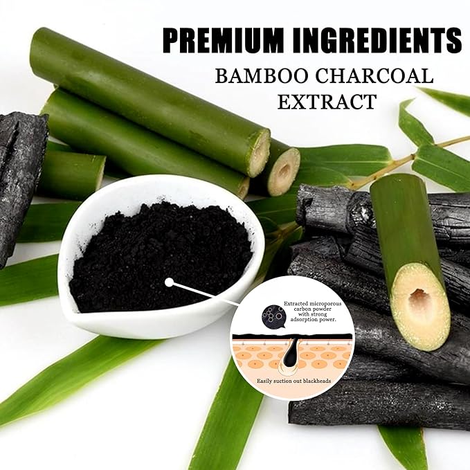 Charcoal Blackhead Remover Mask and 5 Pcs Blackhead Nose Strips,Gentle Nose Patches for Black Heads,Efficient Skincare Peel off Face Mask,Deep Cleansing Black Head Mask Set for All Skin Types