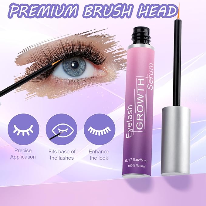 Premium Eyelash Growth Serum and Eyebrow Enhancer by Aomock, Lash Serum - 5ml,Lash Boost Serum for Longer, Fuller, Thicker Lashes & Brows…