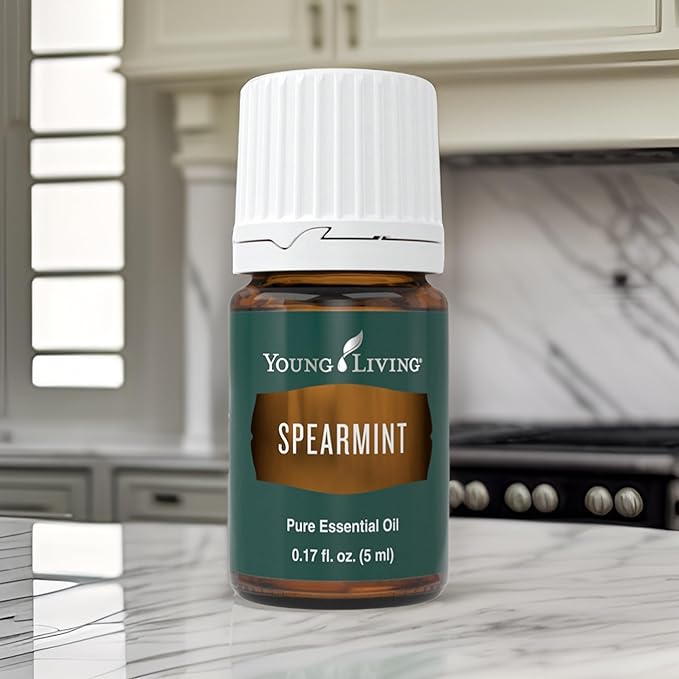 Spearmint Essential Oil 5ml by Young Living - Provides Aromatic Comfort, Digestive and General Wellness Support, Massage Oil, Diffuse it with Citrus Fresh, Refreshing Scent