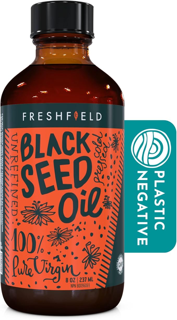 Freshfield Black Seed Oil | Vegan Friendly Up to 3X The Thymoquinone, Premium (Black Cumin Seed Oil, Nigella Sativa) | Cold Pressed | Ultra Strength | Pure and 100% Natural. 8 oz Liquid