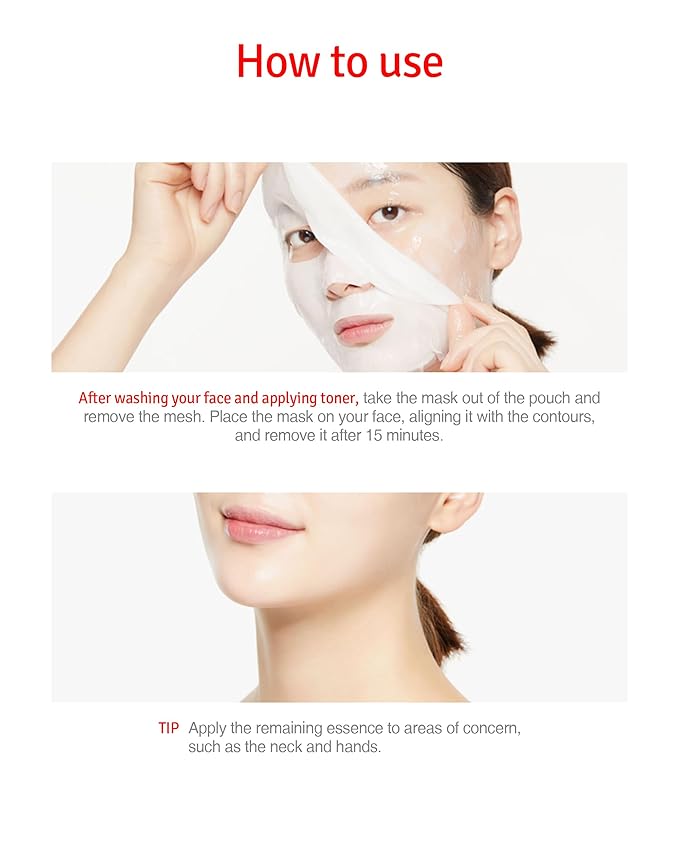 Dual Mask Korean Face Mask for Anti Aging, Firming, Hydrating, Nourishing with Highly Concentrated Peptide, Vitamin C Essence - Hypoallergenic Microfiber Sheet, 1.02 fl.oz. 5 Sheets