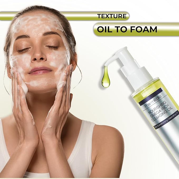 Cleansing Oil For Face, Makeup Remover Oil for Dry Skin, Double Cleanser for Sensitive Skin, Cold Pressed Omega Rich Facial Cleanser for Impurities with Castor and Chia Seed