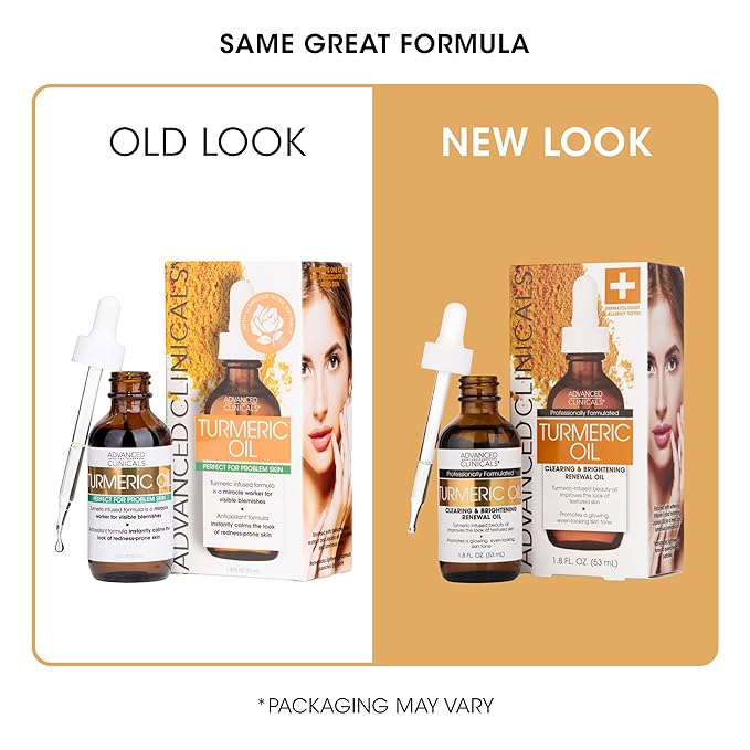 Advanced Clinicals Turmeric Oil Serum For Face | Facial Skin Care Serum With Jojoba + Coconut Oil To Improve Appearance Of Dark Spots & Uneven Skin Tone | Antioxidant Dry Skin Moisturizer, 1.8 Fl Oz