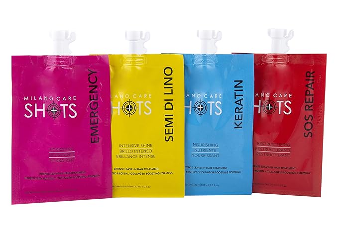 Shots – SOS Repair Keratin Mask – Nourishing Collagen Hair Treatment with Biotin – Hydrating Deep Conditioner for Dry or Damaged Hair – Leave-In Protein Mask, 2x1-1 fl oz Packet