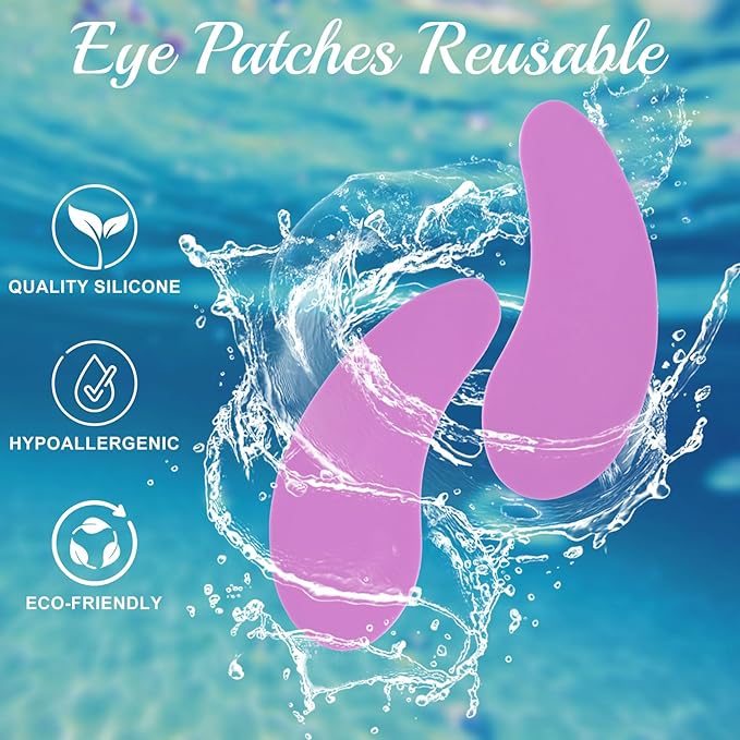 2 Pairs Under Eye Patches Reusable, Blue Purple Silicone Eye Mask for Wrinkles Dark Circles Puffiness Fine Lines Self Skin Care Stuff for Women Teens