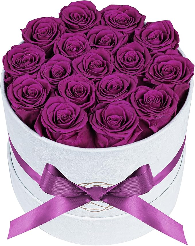17 Flowers in a Luxury Suede Box, Birthday Gifts for Women, Preserved Flowers, Mothers Day Roses Gift for Mom, Bossy Pink
