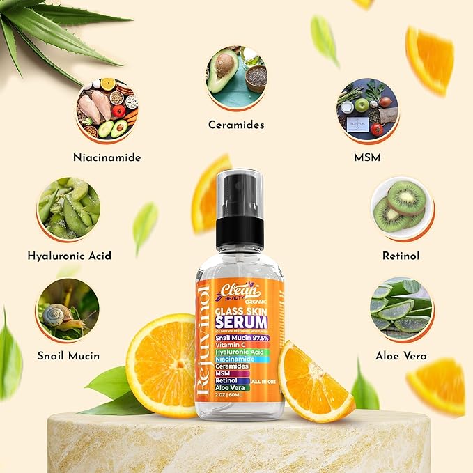 Snail Mucin Serum Vitamin C Face Serum Anti Aging with Hyaluronic Acid Niacinamide Retinol MSM Aloe Vera & Ceramides, Korean Skin Care Dark Spot Remover for Glowing Skin Beauty, Pack of 1