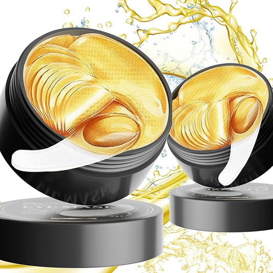 24K Gold Eye Mask (120PCS) – Gold Eye Patches for Puffy Eyes & Dark Circles, 24K Gold Under Eye Masks for Dark Circles and Puffiness, Eye Gel Pads w/Collagen,