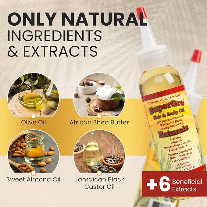 Hair Gel with Extra Hold - 4 Oz and Hair & Scalp Oil - 4 Oz, Bundle