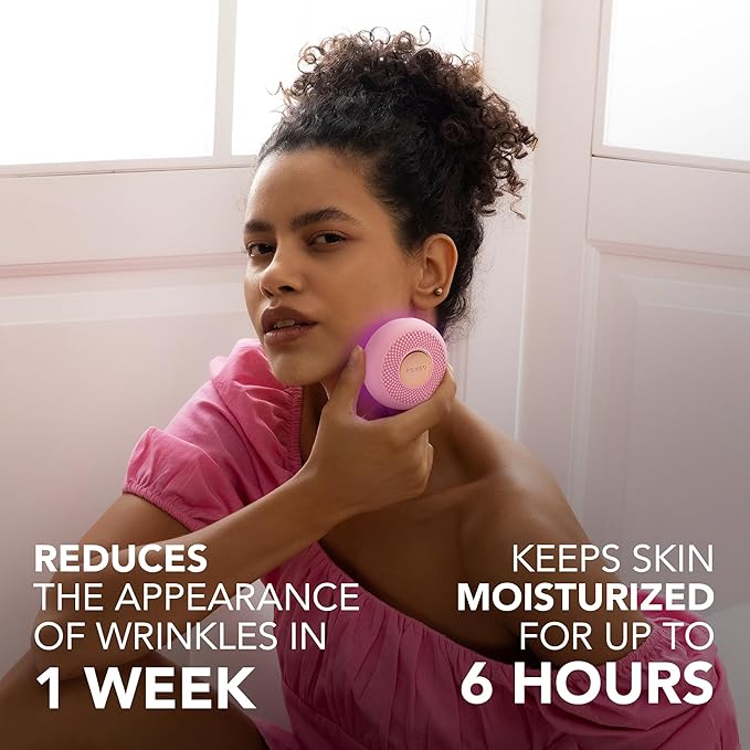 FOREO UFO 3 mini 4-in-1 Face Mask Skincare Device - Face Moisturiser - Anti-Aging - Full spectrum Light & Red Light - Warming - Facial Massage - App-connected - Pearl Pink