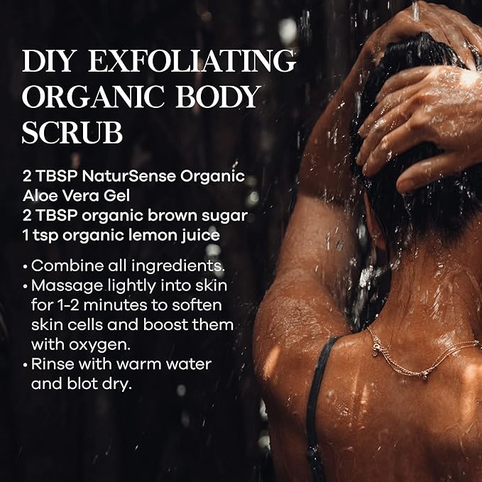 NaturSense USDA Organic Aloe Vera Gel from 100% Pure Aloe. Same Gentle Aloe, Pink/Amber Color is Natural. Great for Hair, Scalp, Face, Dry Skin, Acne, Sunburn, Sensitive Skin. Unscented, 12 oz.