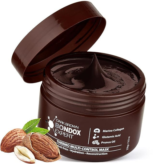 Hair Treatment Mask Damaged Dark Brown Color BONDOX 8.8oz | Color Depositing Mask with Almond Oil | Marine Seaweed Collagen | Formaldehyde-Free | Enhances Elasticity, Flexibility, Softness & Moisture