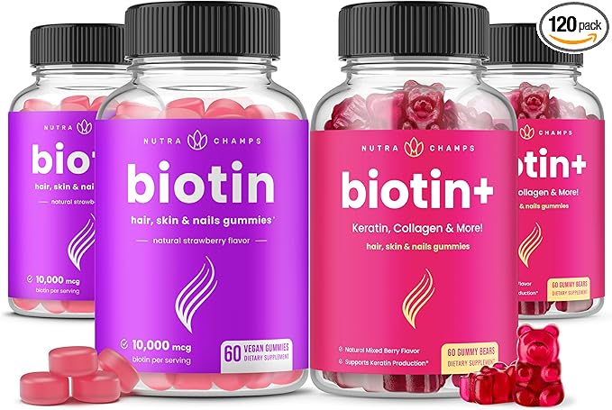 NutraChamps Biotin & Biotin+. The Complete Duo for Hair, Skin and Nails. Biotin, Collagen, Keratin & More