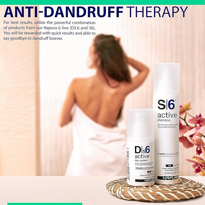 NAPURA D5.6 Anti Dandruff Treatment with Tea Tree Oil, Salicylic Acid and Zinc (2.53 fl oz) - Natural Dry Itchy Scalp Leave In Conditioner Spray for Women and Men