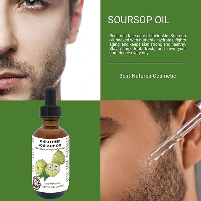 Virgin Soursop Oil (Anona Muricata / Graviola / Guanabana) – 100% Pure, Organic, Cold-Pressed, Unrefined – 2oz / 60ml – Natural Facial Oil & Moisturizer for Dry, Damaged, or Sensitive Skin