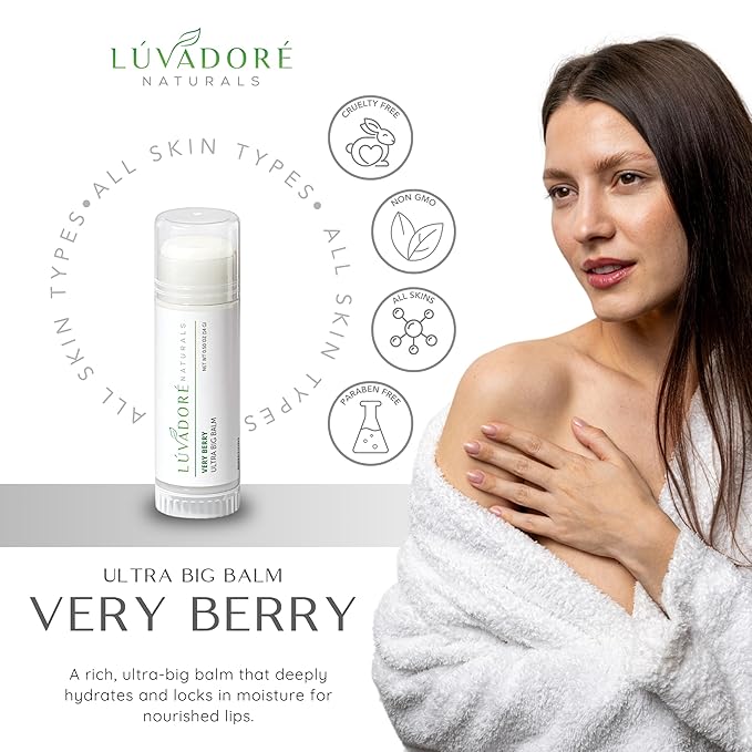 Ultra Big Lip Balm Stick VERY BERRY – Natural Waterproof Lip Moisturizer for Dry, Chapped Lips – Nourishing and Hydrating Formula – Enriched with Beeswax, Shea Butter